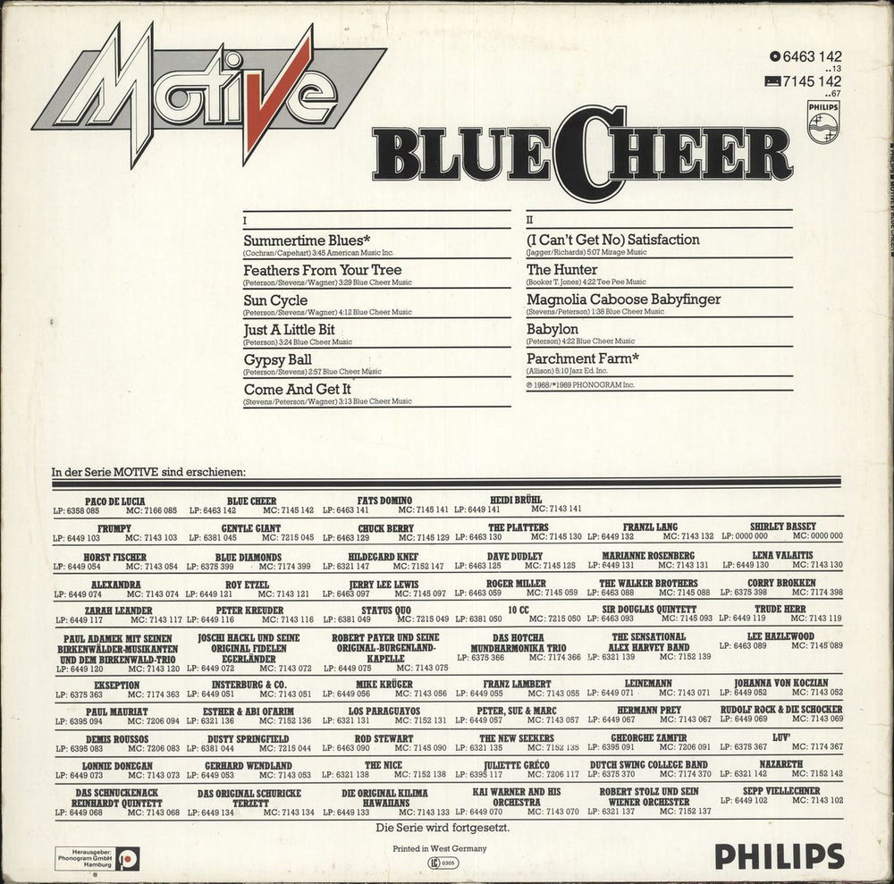 Blue Cheer Motive - EX German vinyl LP album (LP record)