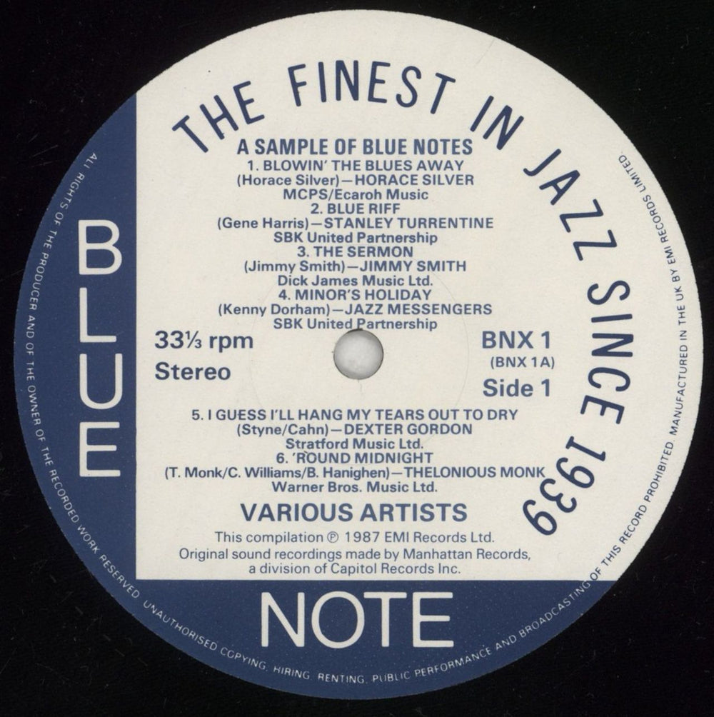 Blue Note A Sample Of Blue Notes UK vinyl LP album (LP record) BTELPAS794146
