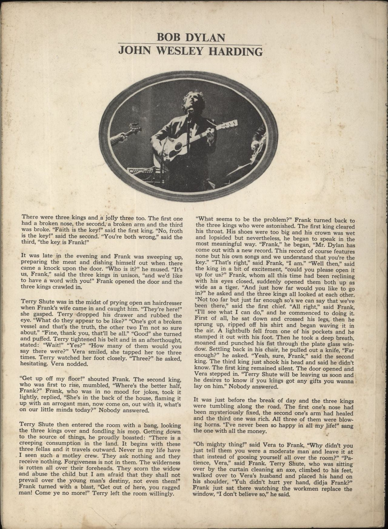 Bob Dylan John Wesley Harding UK book