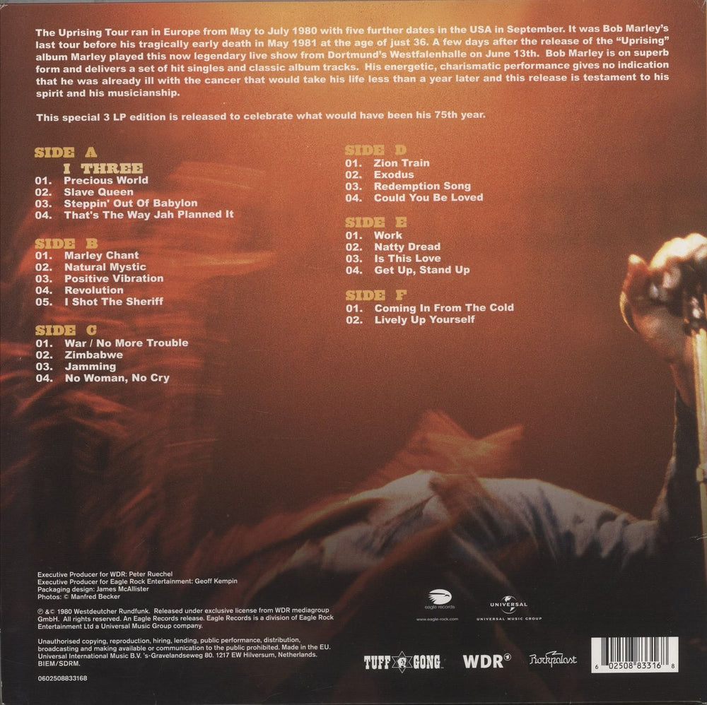 Bob Marley & The Wailers Uprising Live! - 180gram Vinyl UK 3-LP vinyl record set (Triple LP Album) 5296127002927