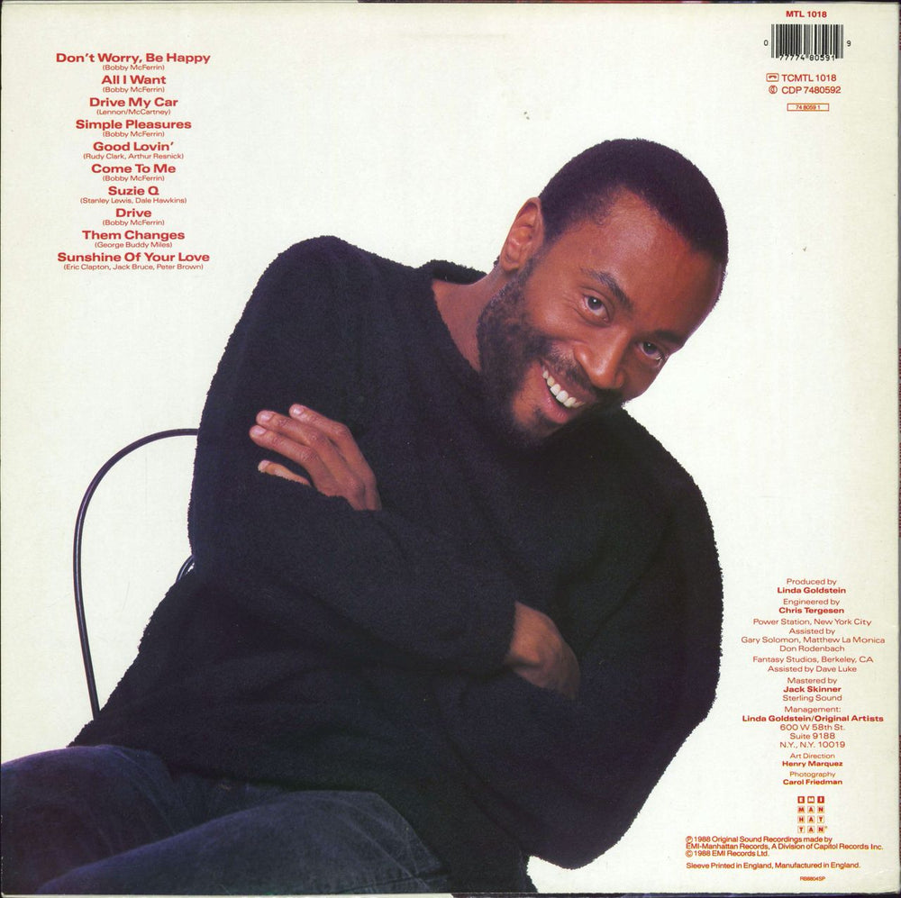 Bobby McFerrin Simple Pleasures - hypestickered UK vinyl LP album (LP record) 077774805919