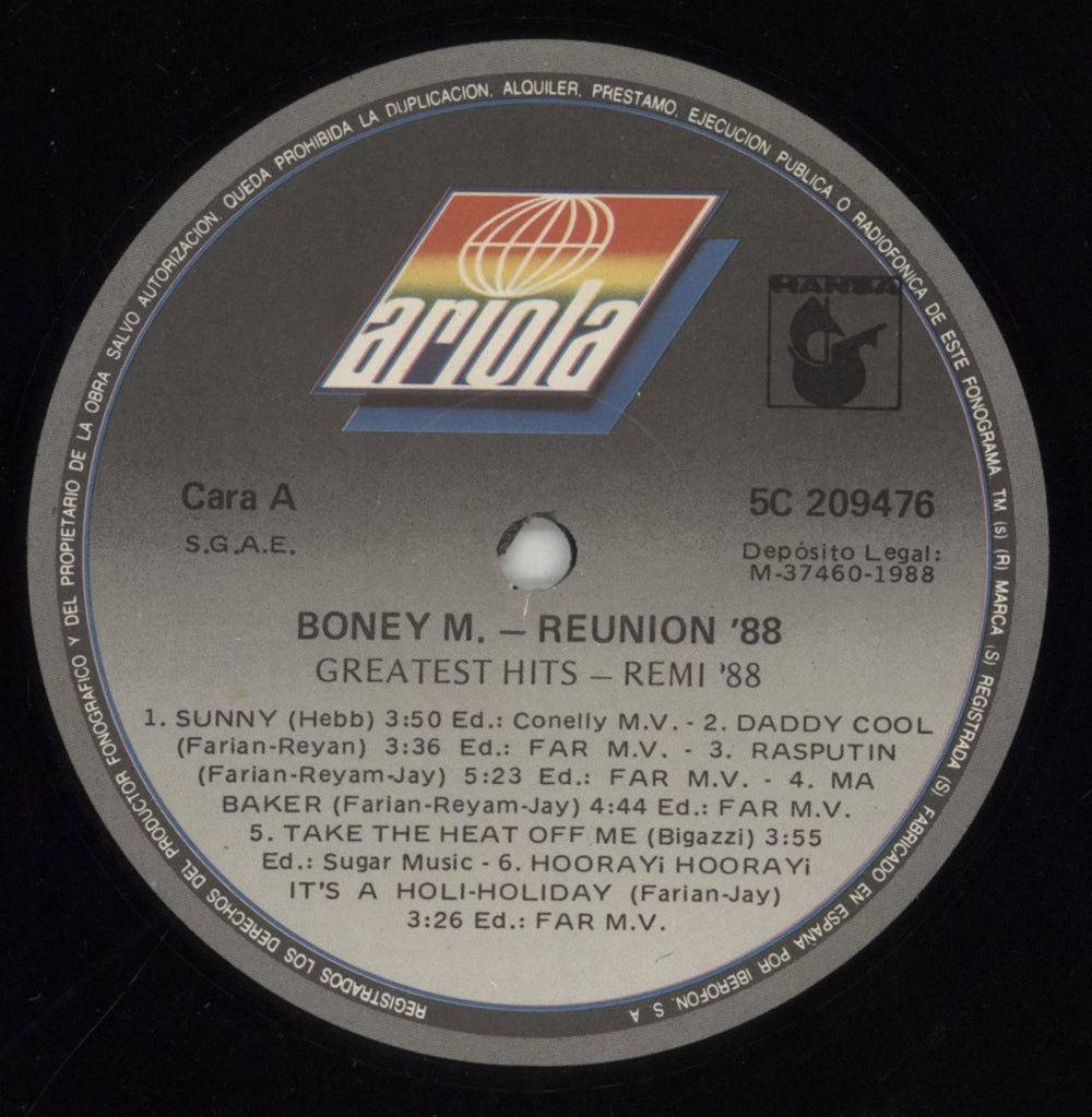 Boney M Greatest Hits Of All Times - Remix '88 Spanish vinyl LP album (LP record) BOMLPGR853760