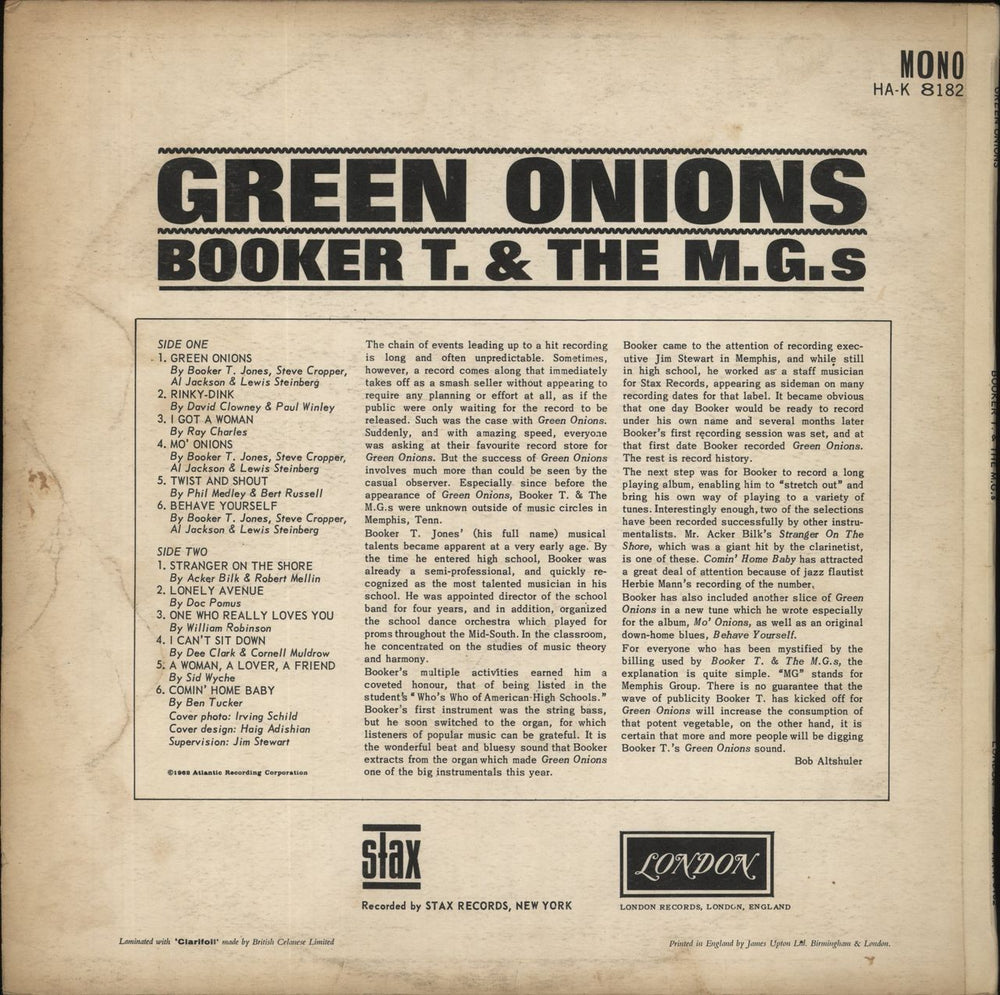 Booker T. & The M.G.'s Green Onions - 1st UK vinyl LP album (LP record)