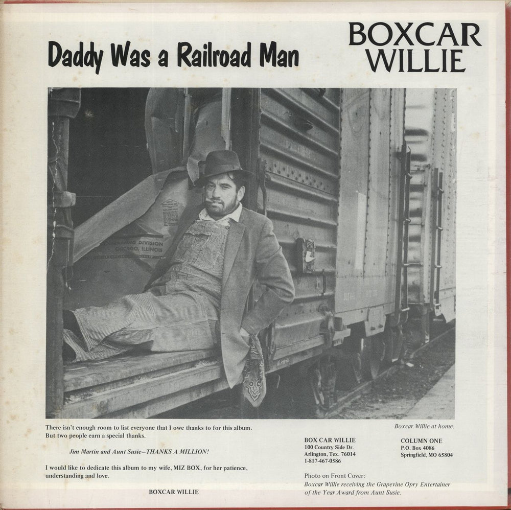 Boxcar Willie Daddy Was A Railroad Man US vinyl LP album (LP record)