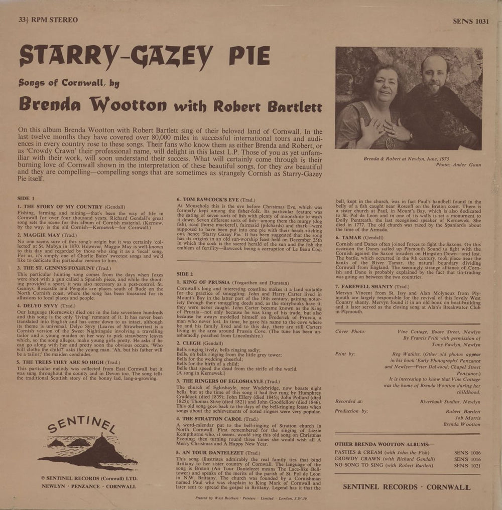 Brenda Wootton & Richard Gendall Starry-Gazey Pie UK vinyl LP album (LP record)