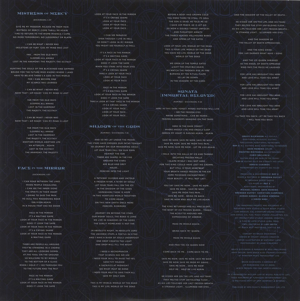 Bruce Dickinson The Mandrake Project - Black Vinyl - Embossed Cover UK 2-LP vinyl record set (Double LP Album) BMGCAT844DLP