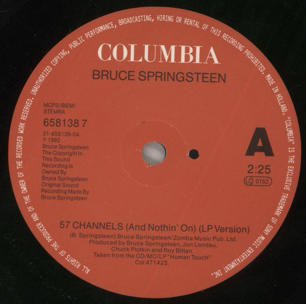 Bruce Springsteen 57 Channels And Nothin' On UK 7" vinyl single (7 inch record / 45) SPR07CH166044