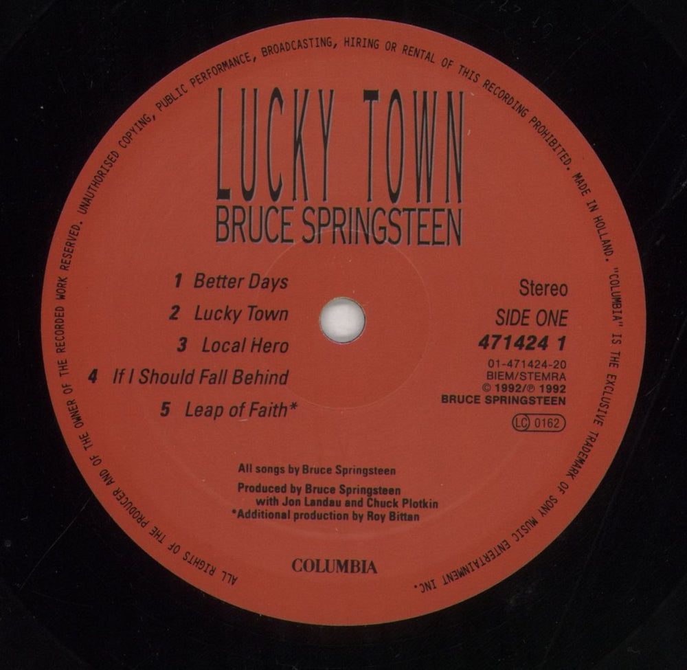 Bruce Springsteen Lucky Town Dutch vinyl LP album (LP record) SPRLPLU251174