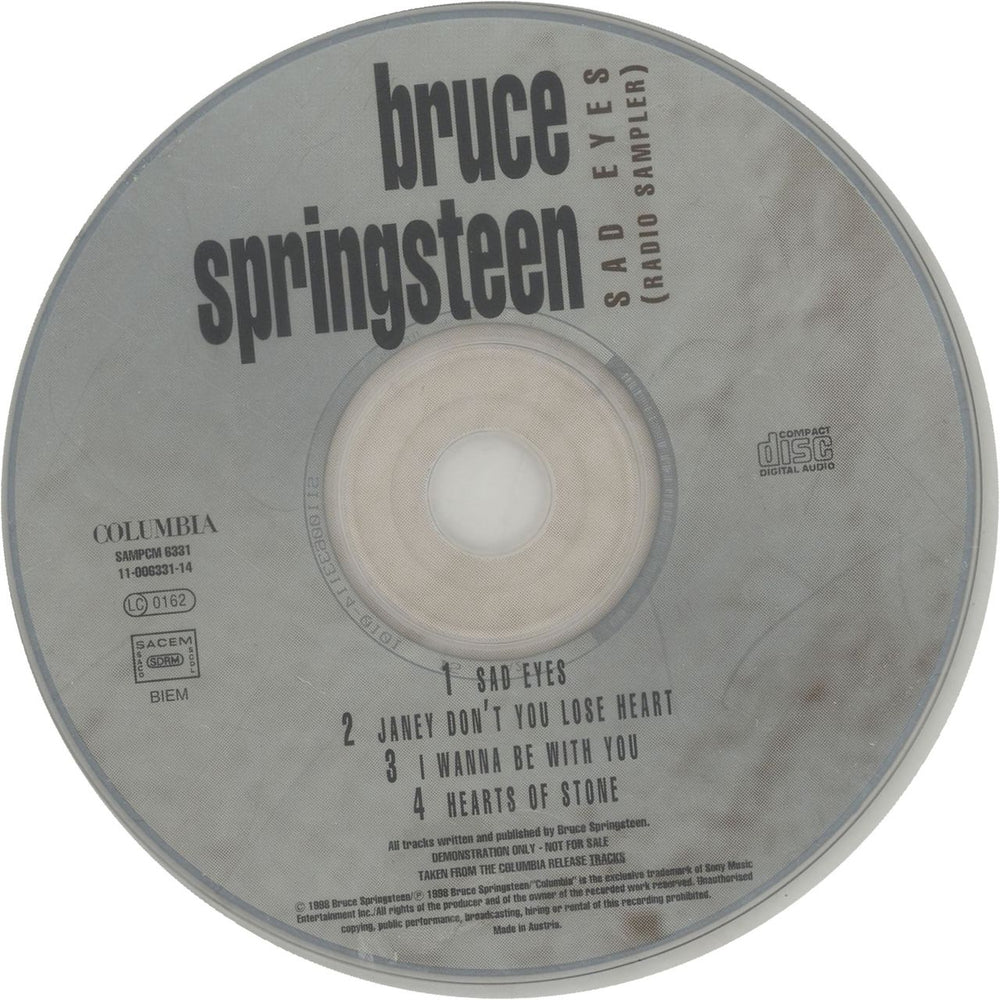 Bruce Springsteen Tracks Radio Sampler Austrian Promo CD single (CD5 / 5") SPRC5TR126176