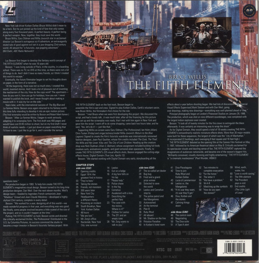 Bruce Willis The Fifth Element US laserdisc / lazerdisc