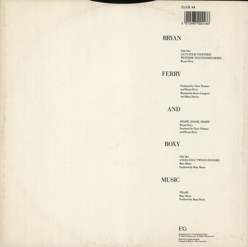 Bryan Ferry Let's Stick Together UK 12" vinyl single (12 inch record / Maxi-single) 5012985004466