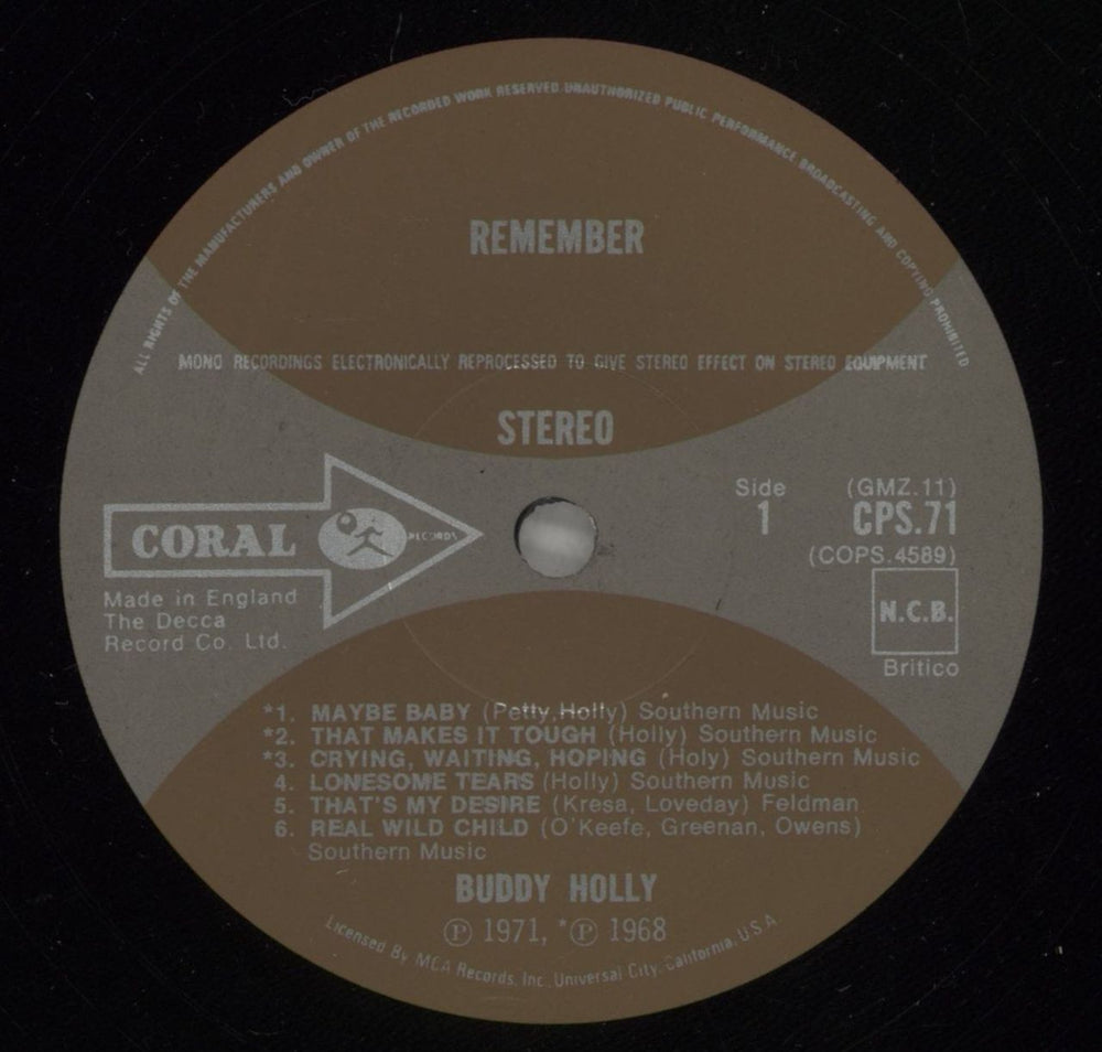 Buddy Holly Remember Buddy Holly UK vinyl LP album (LP record) BDHLPRE239209