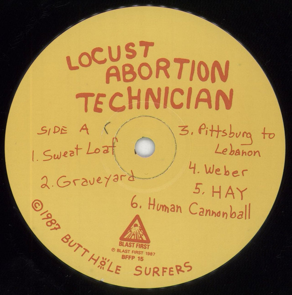 Butthole Surfers Locust Abortion Technician - Red & Yellow Labels UK vinyl LP album (LP record) BUTLPLO199645