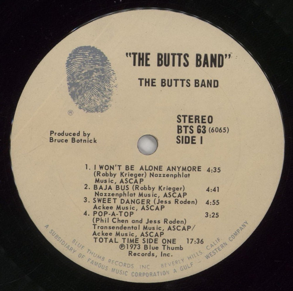 Butts Band Butts Band US vinyl LP album (LP record) BTZLPBU860556
