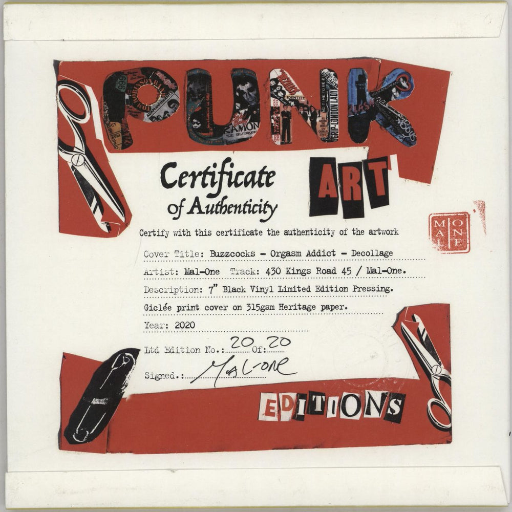 Buzzcocks Orgasm Addict - Punk Art Sleeve UK 7" vinyl single (7 inch record / 45) BUZ07OR757439