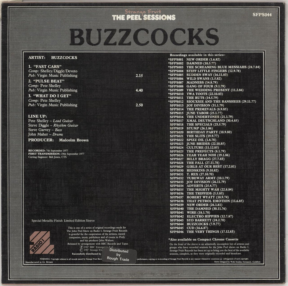 Buzzcocks The Peel Sessions - EX UK 12" vinyl single (12 inch record / Maxi-single)