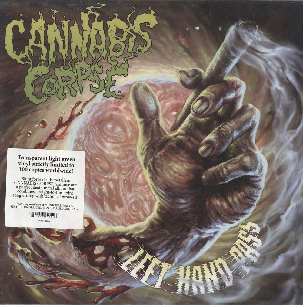 Cannabis Corpse Left Hand Pass - Green Light Transparent Vinyl US vinyl LP album (LP record) SOM415LP