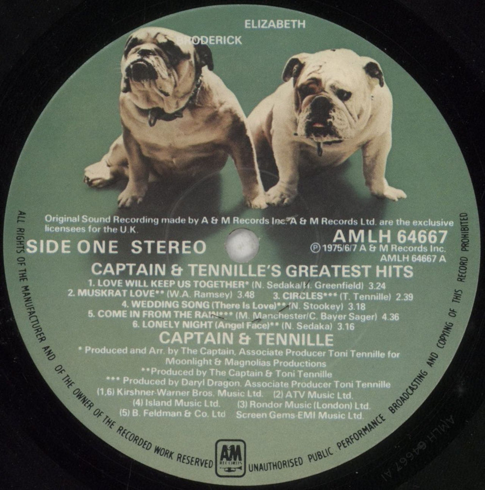 Captain & Tennille Captain & Tennille's Greatest Hits UK vinyl LP album (LP record) C&TLPCA228811