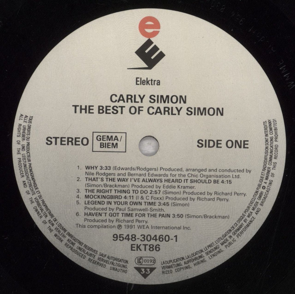 Carly Simon The Best Of Carly Simon UK vinyl LP album (LP record) CALLPTH847284