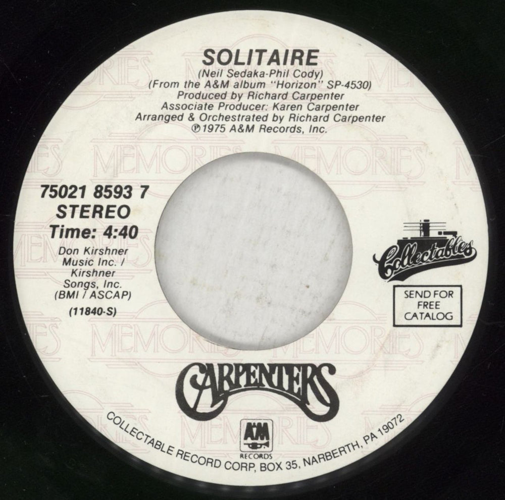 Carpenters Please Mr Postman US 7" vinyl single (7 inch record / 45)