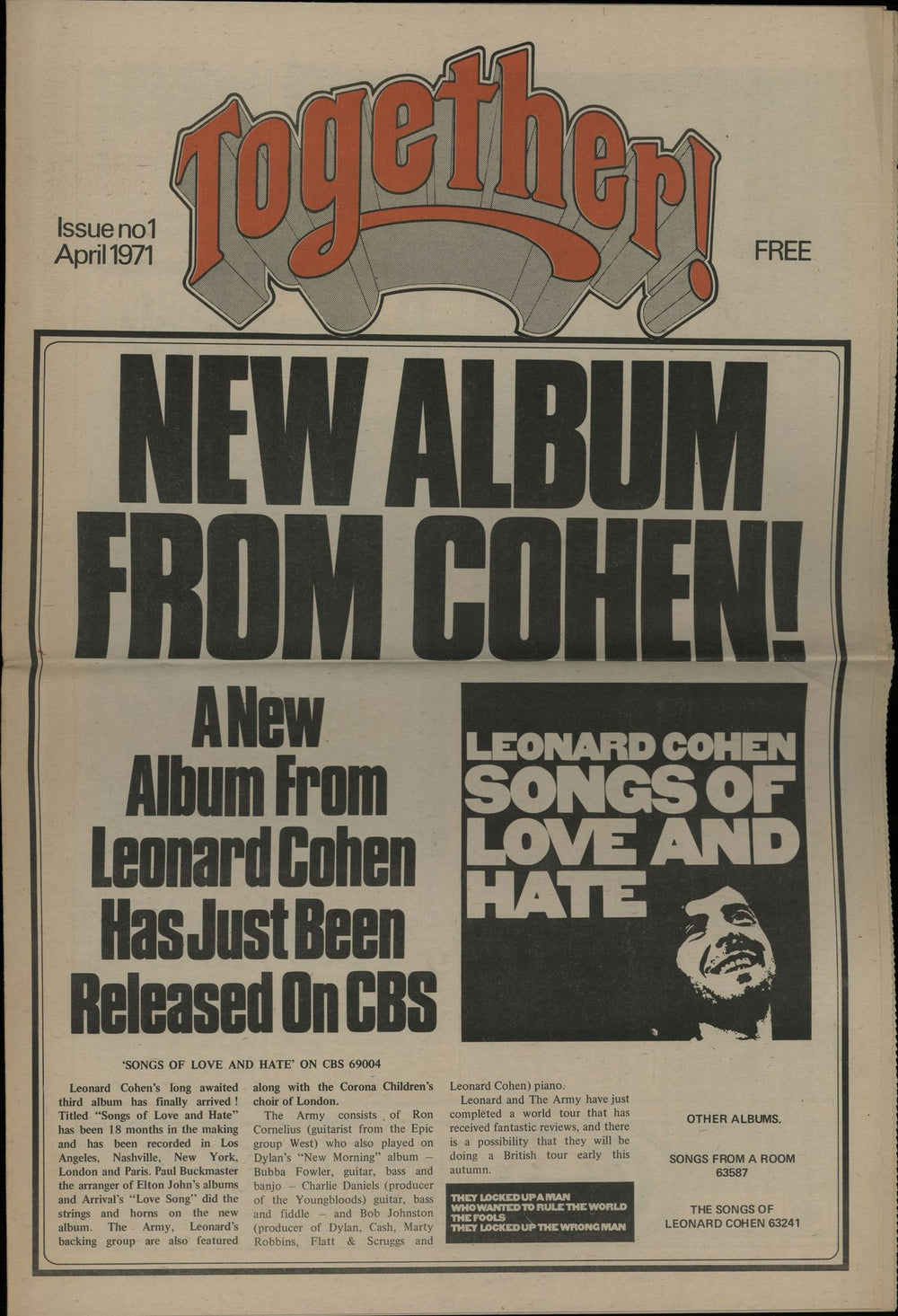 CBS Records Together - Blue Vinyl + Newspaper UK vinyl LP album (LP record)