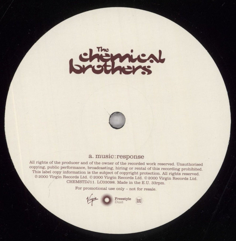 Chemical Brothers Music: Response UK Promo 12" vinyl single (12 inch record / Maxi-single) CCB12MU218879