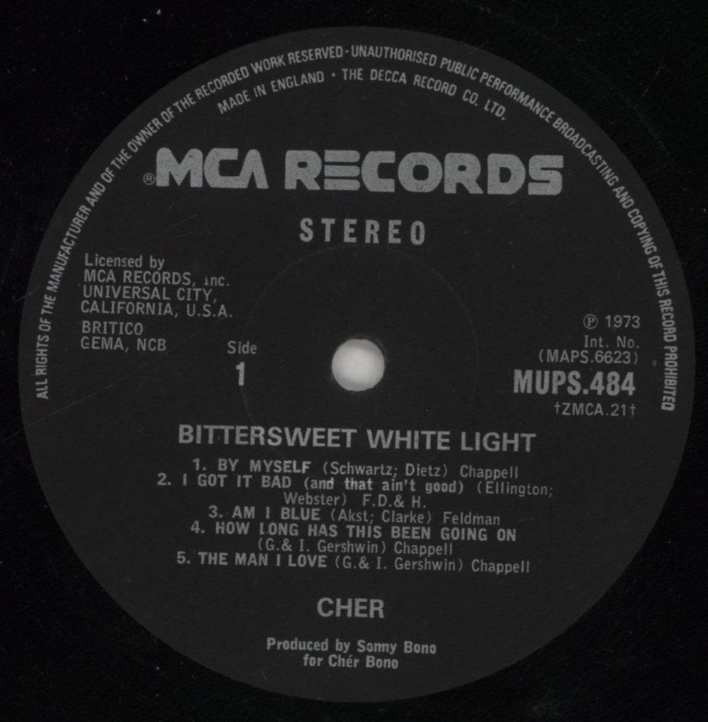Cher Bittersweet White Light UK vinyl LP album (LP record) CHELPBI860431