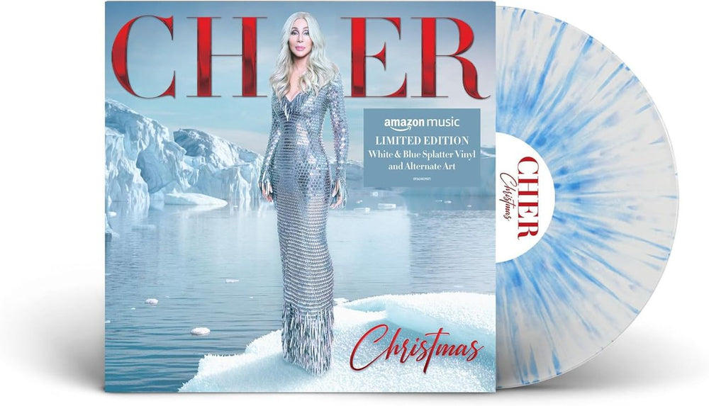 Cher Christmas - White & Blue Splattered Vinyl - Sealed UK vinyl LP album (LP record) 093624839071