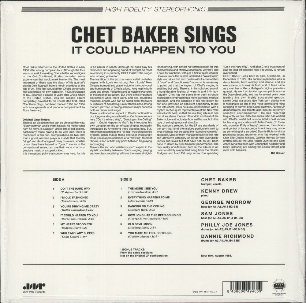 Chet Baker It Could Happen To You: Chet Baker Sings - 180gm Spanish vinyl LP album (LP record) 8436006494659