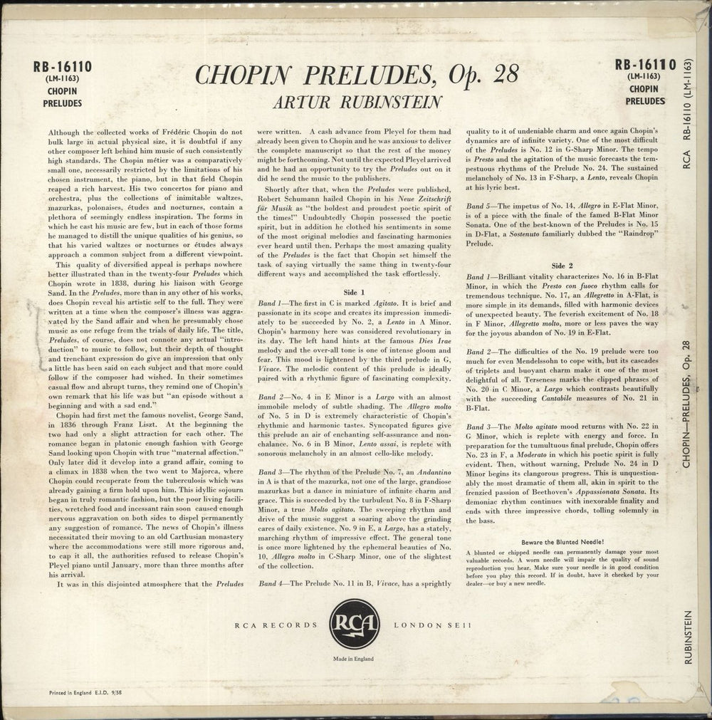 Chopin Chopin: Preludes UK vinyl LP album (LP record)