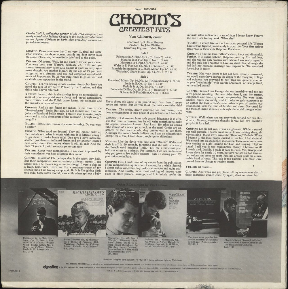 Chopin Chopin's Greatest Hits US vinyl LP album (LP record)