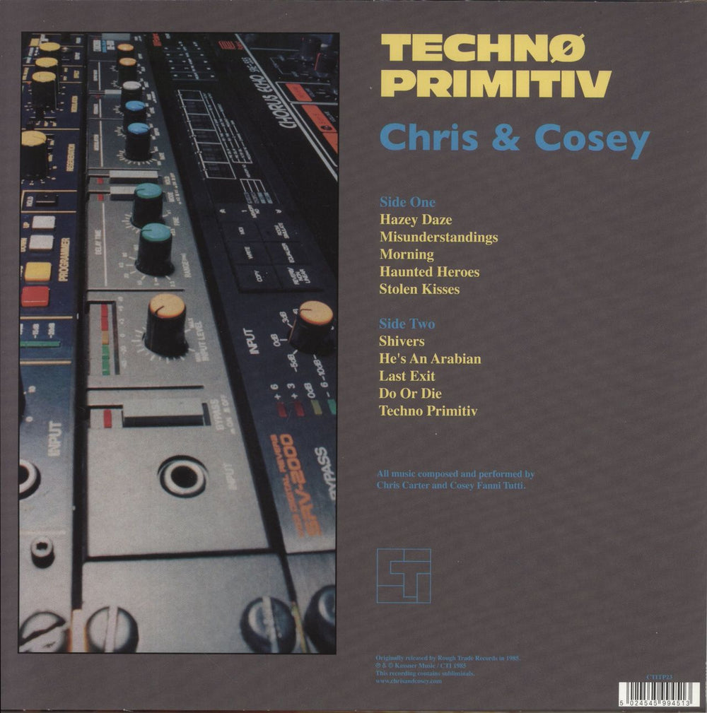 Chris & Cosey Techno Primitiv - Blue vinyl UK vinyl LP album (LP record) 5024545994513