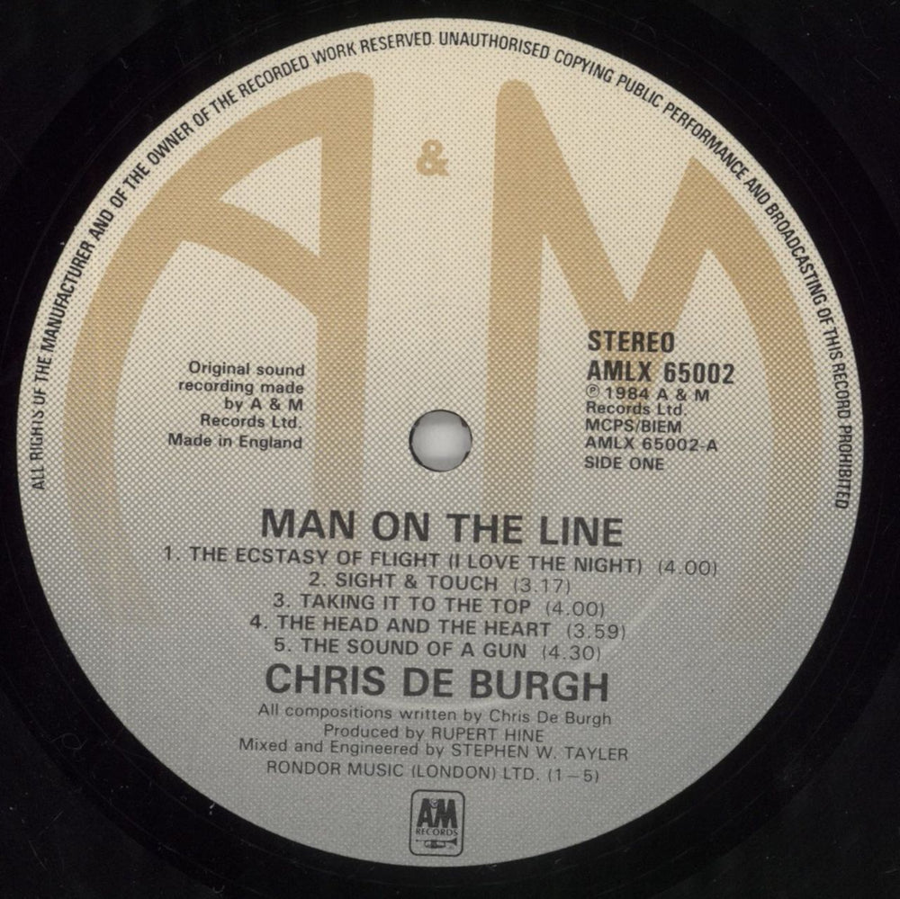 Chris De Burgh Man On The Line UK vinyl LP album (LP record) BURLPMA417794