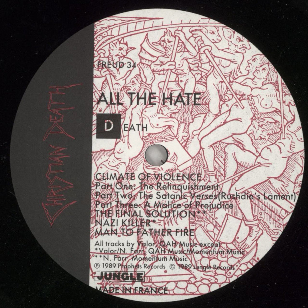 Christian Death All The Love All The Hate - Part Two: All The Hate + Sticker UK vinyl LP album (LP record) CHRLPAL869391