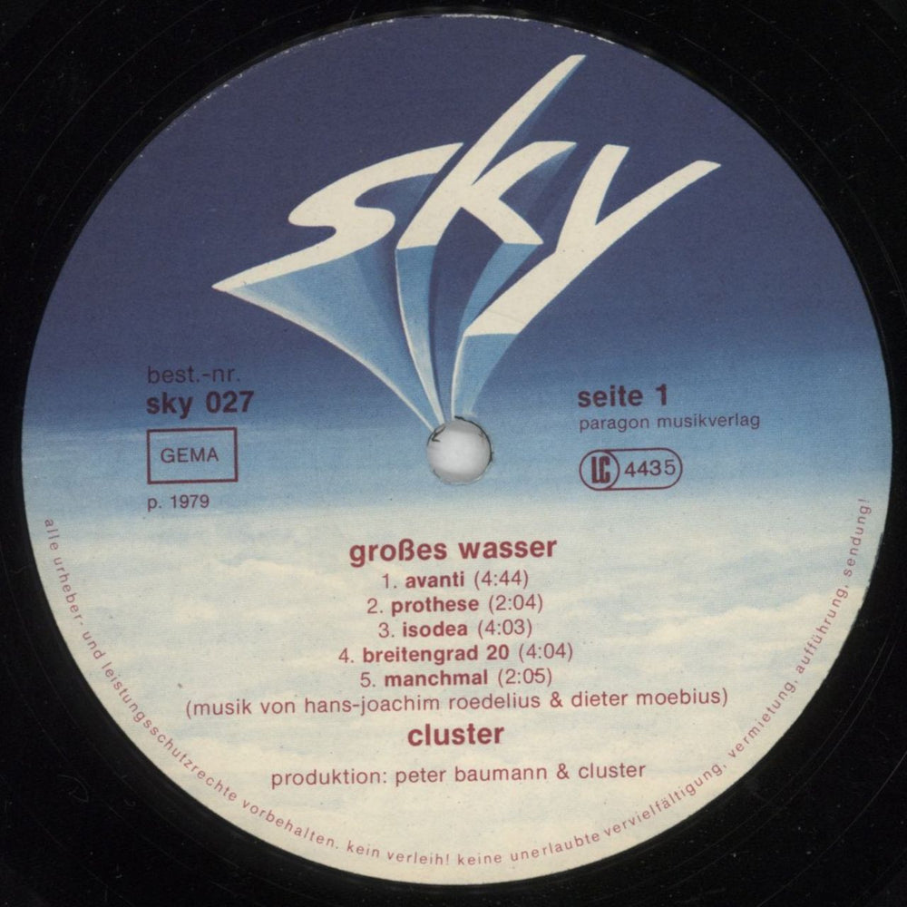 Cluster Grosses Wasser German vinyl LP album (LP record) F1ULPGR852307