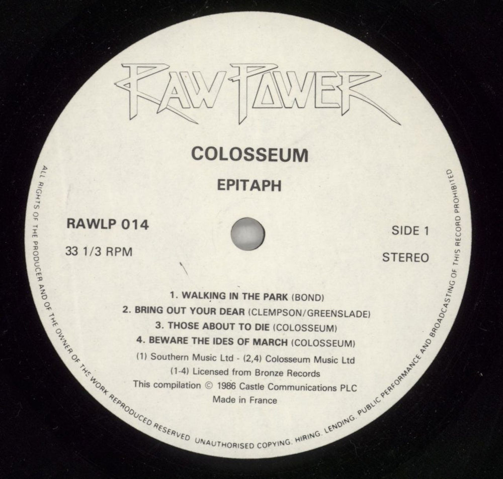 Colosseum Epitaph UK vinyl LP album (LP record) SEULPEP546748