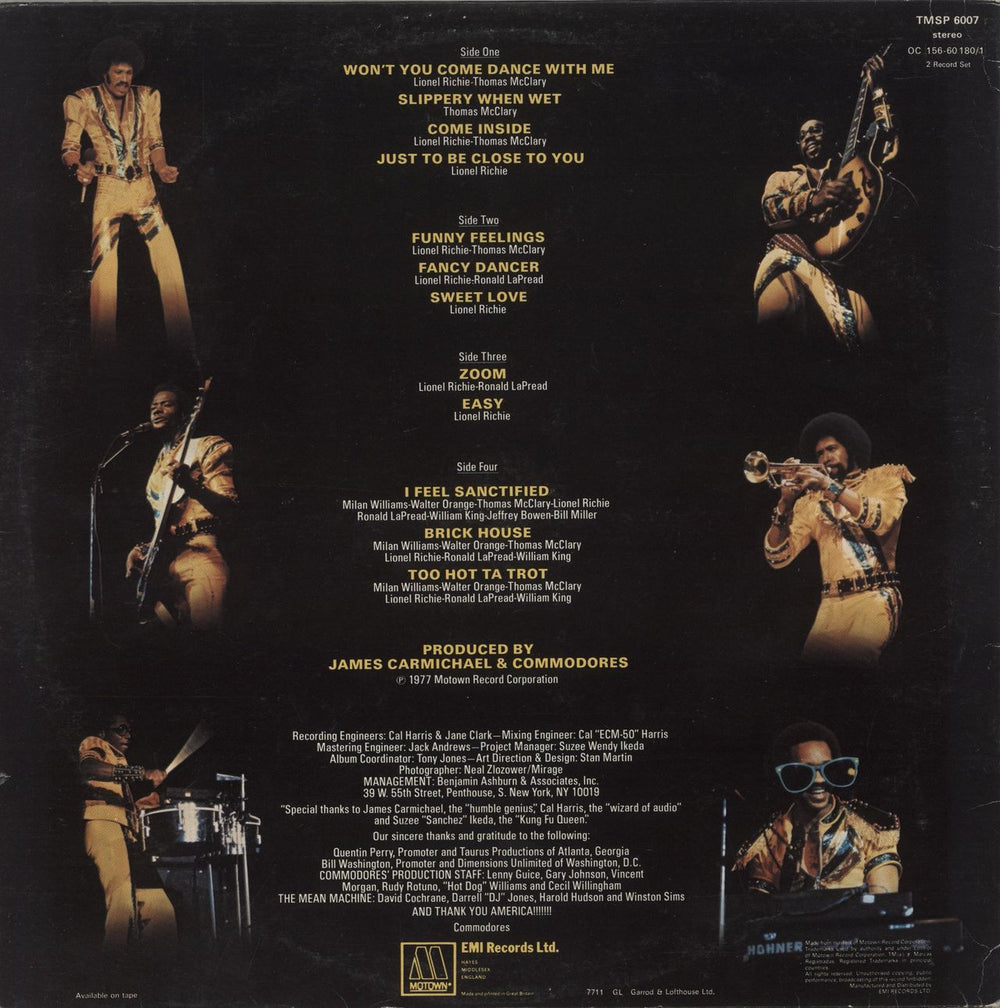 Commodores Live UK 2-LP vinyl record set (Double LP Album)