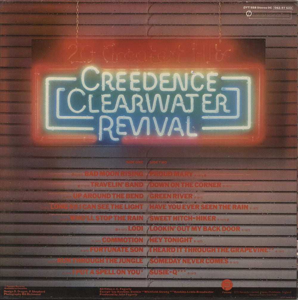Creedence Clearwater Revival 20 Greatest Hits UK vinyl LP album (LP record)