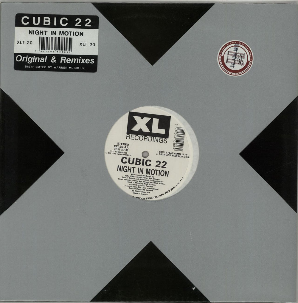 Cubic 22 Night In Motion UK 12" vinyl single (12 inch record / Maxi-single) XLT20