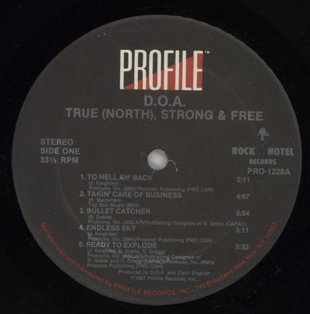 D.O.A. True (North) Strong & Free US vinyl LP album (LP record) D-ALPTR561116