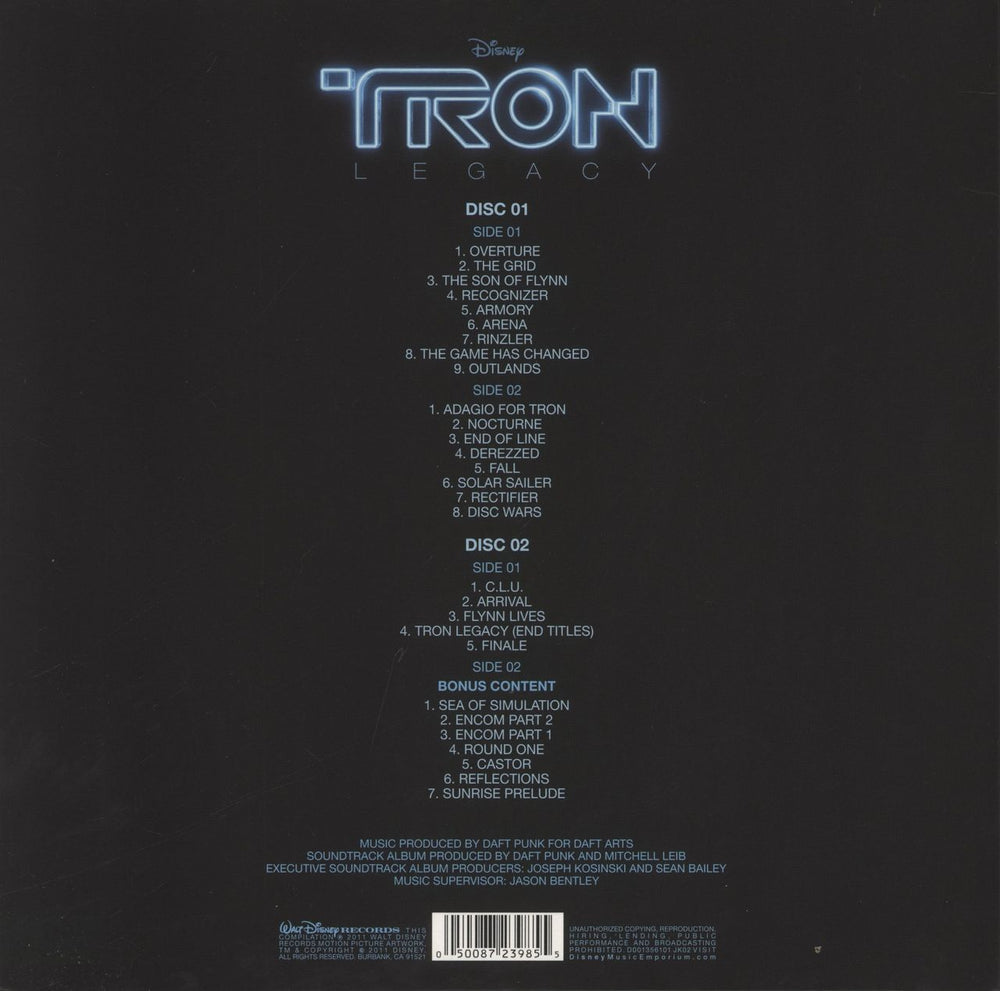 Daft Punk TRON: Legacy (Vinyl Edition Motion Picture Soundtrack) UK 2-LP vinyl record set (Double LP Album) 050087239855