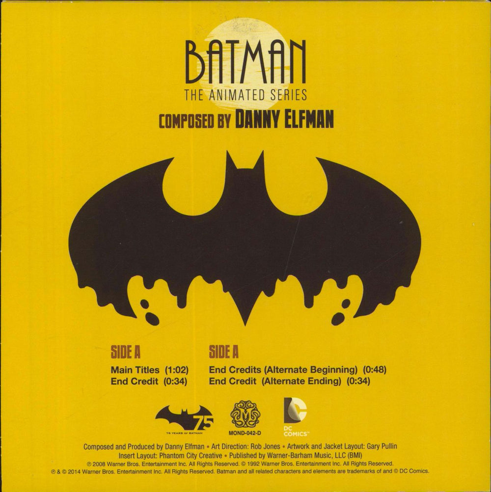 Danny Elfman Batman The Animated Series - Brown Clay Vinyl US 7" vinyl single (7 inch record / 45)