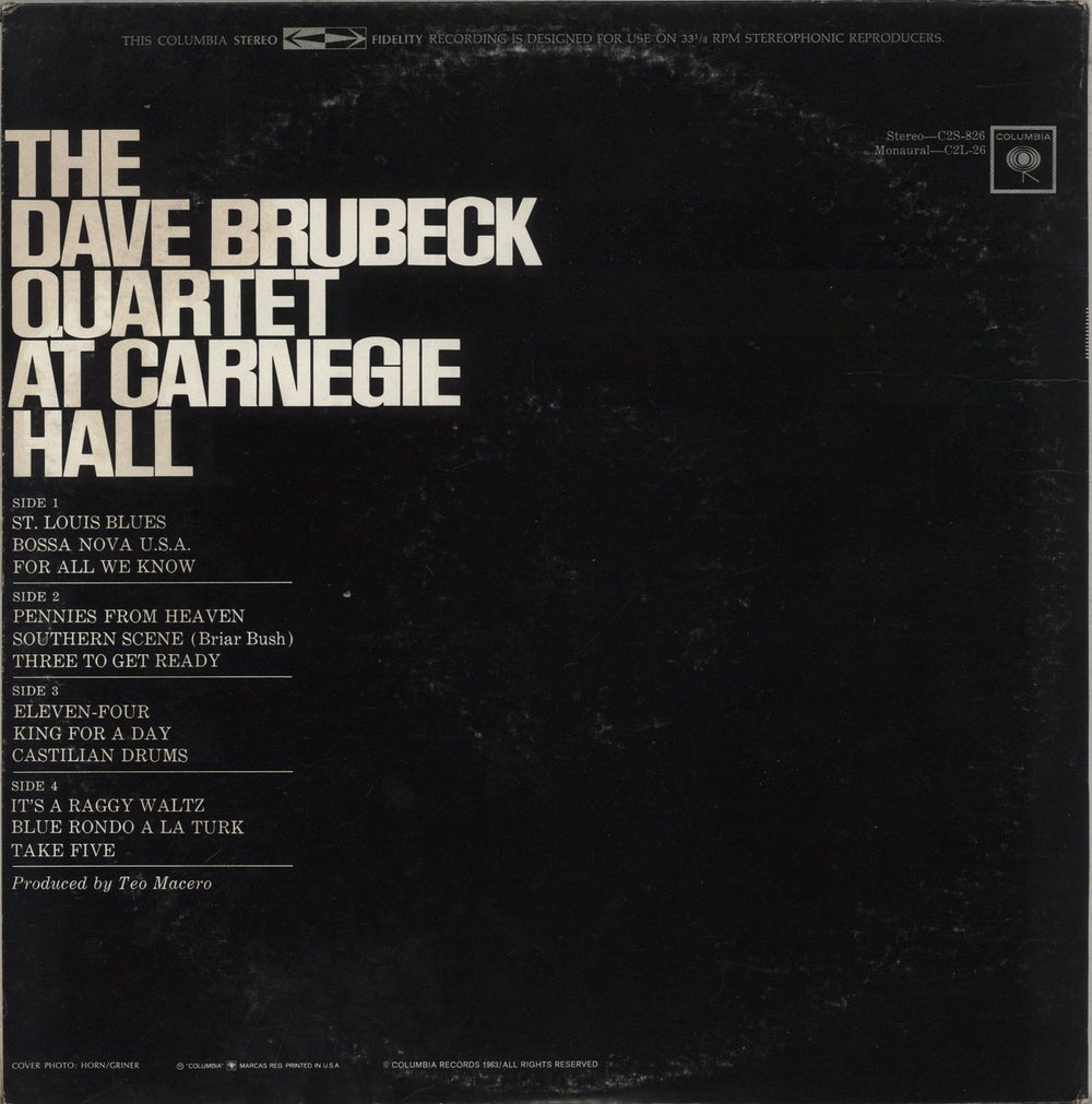 Dave Brubeck At Carnegie Hall US 2-LP vinyl record set (Double LP Album)