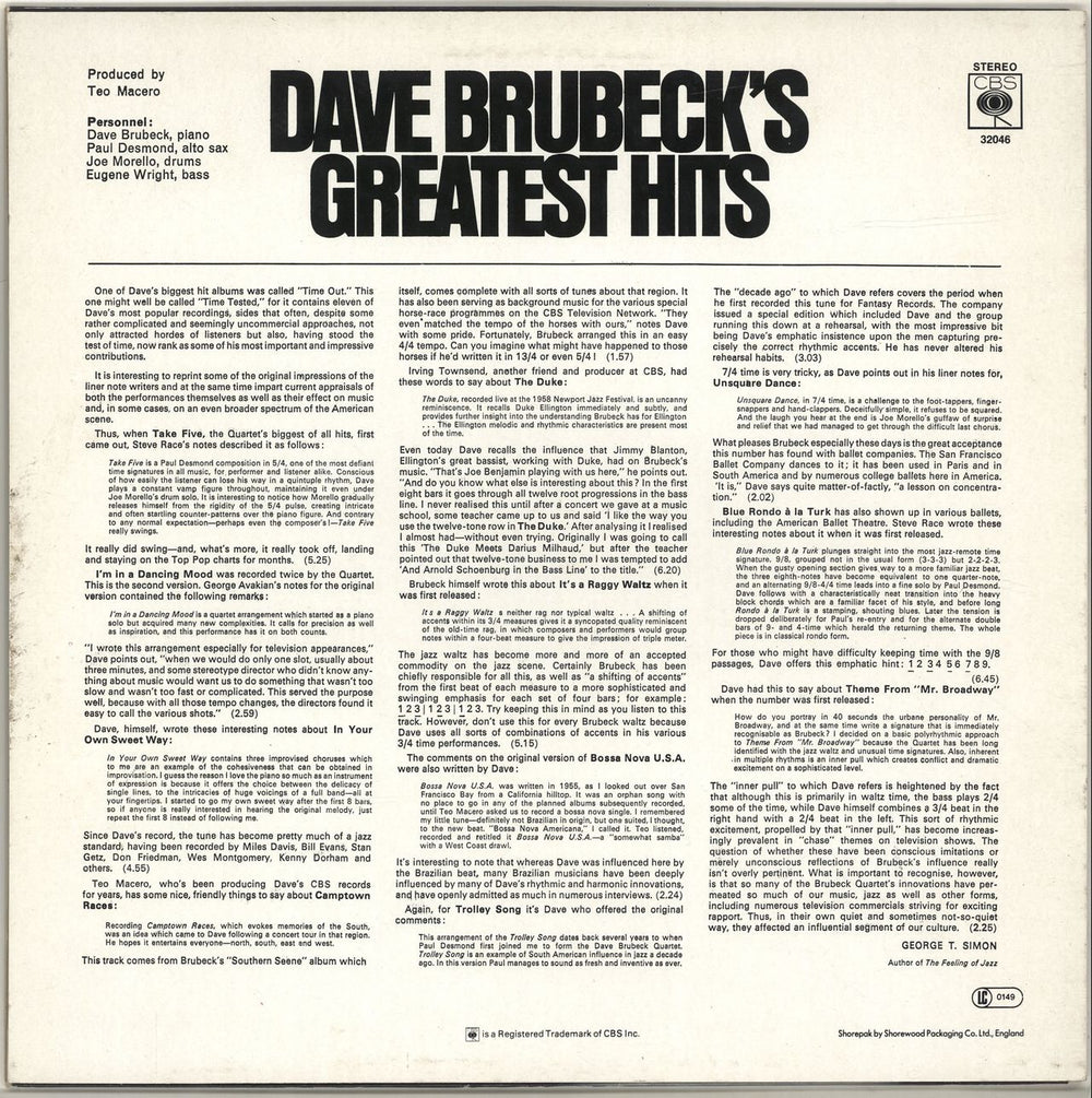 Dave Brubeck Dave Brubeck's Greatest Hits - Graduated Orange UK vinyl LP album (LP record)