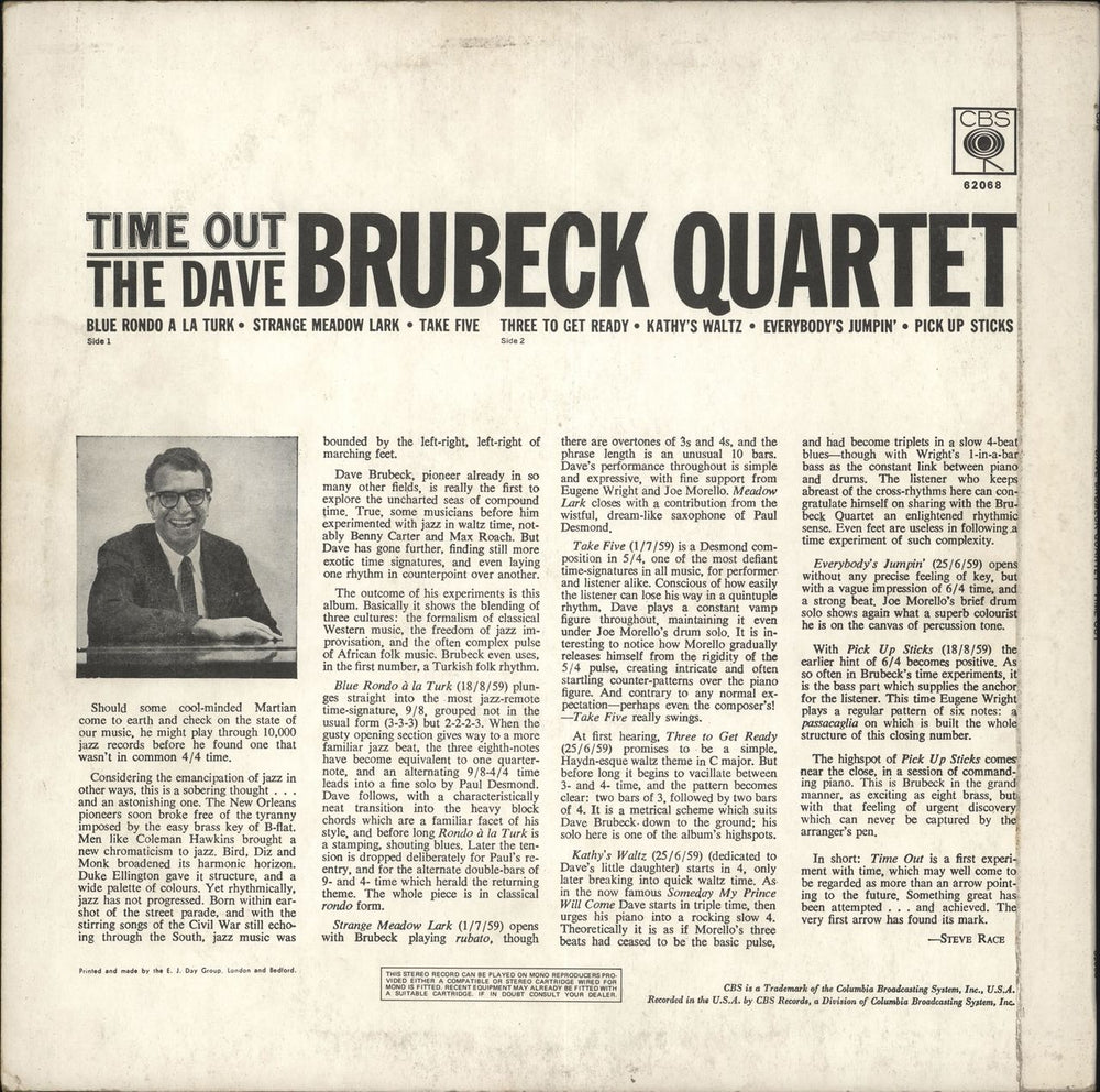 Dave Brubeck Time Out - EX UK vinyl LP album (LP record)