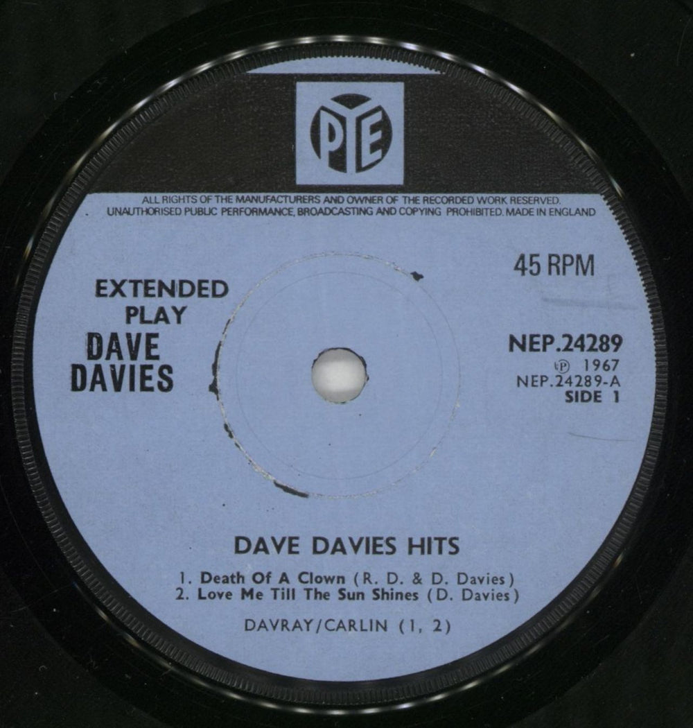 Dave Davies Dave Davies Hits UK 7" vinyl single (7 inch record / 45) DDS07DA865061