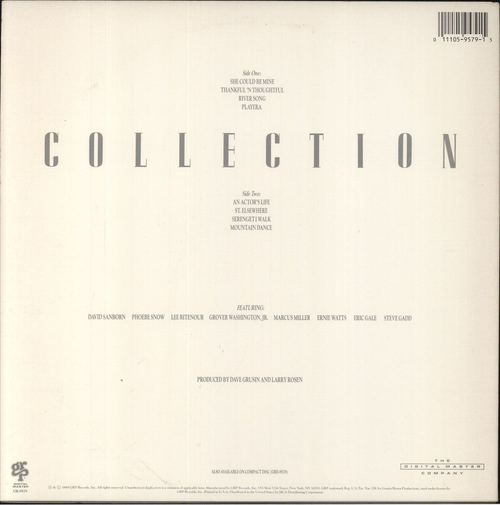 Dave Grusin Collection US vinyl LP album (LP record) 011105957915