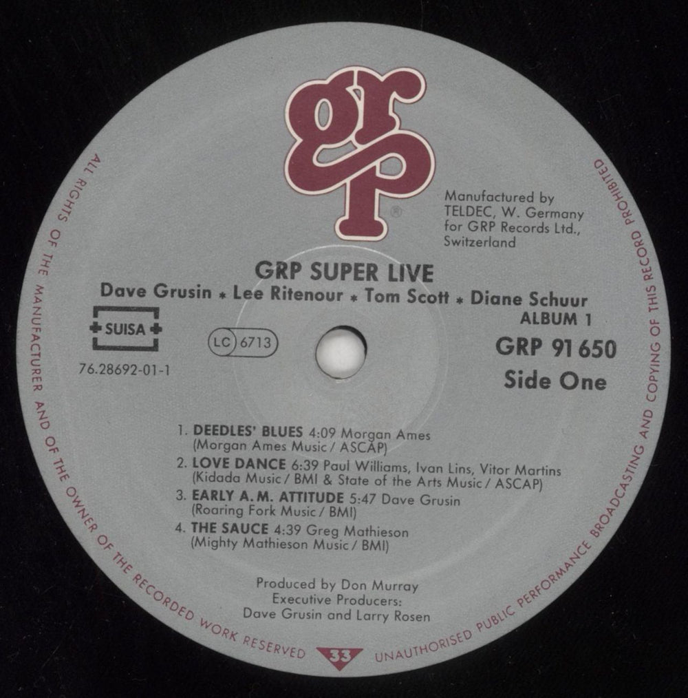 Dave Grusin GRP Super Live Swiss 2-LP vinyl record set (Double LP Album) DGU2LGR850027