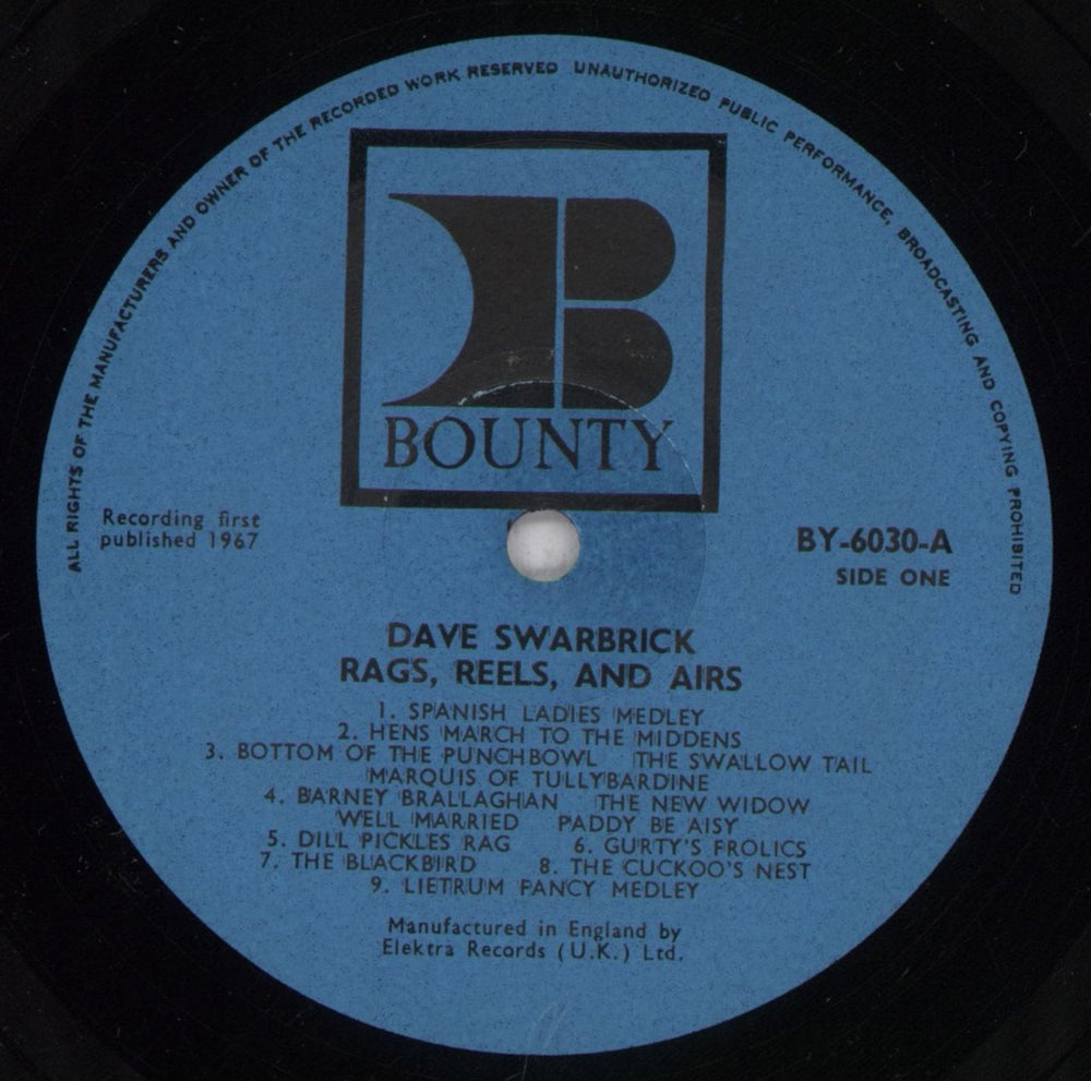 Dave Swarbrick Rags, Reels & Airs UK vinyl LP album (LP record) DSBLPRA839161