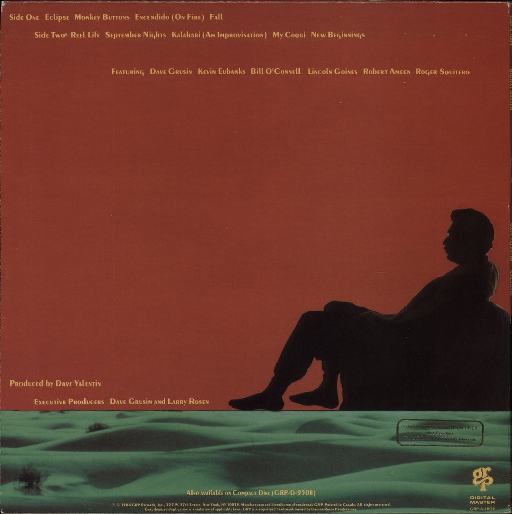 Dave Valentin Kalahari US Promo vinyl LP album (LP record)